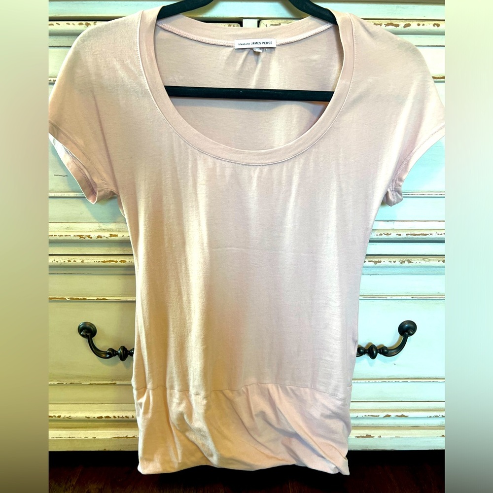 James Perse Standard Deep Scoop Neck T-shirt. Light Pink. Size 1 - Picture 8 of 16